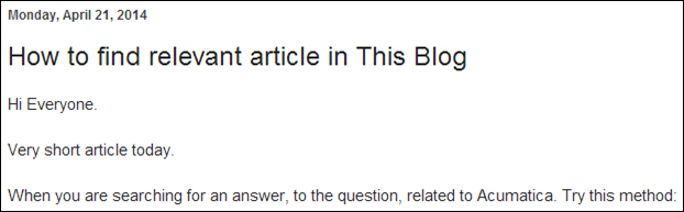 Acumatica Blog Search