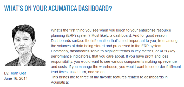 Acumatica Blog: Importance of Dashboards