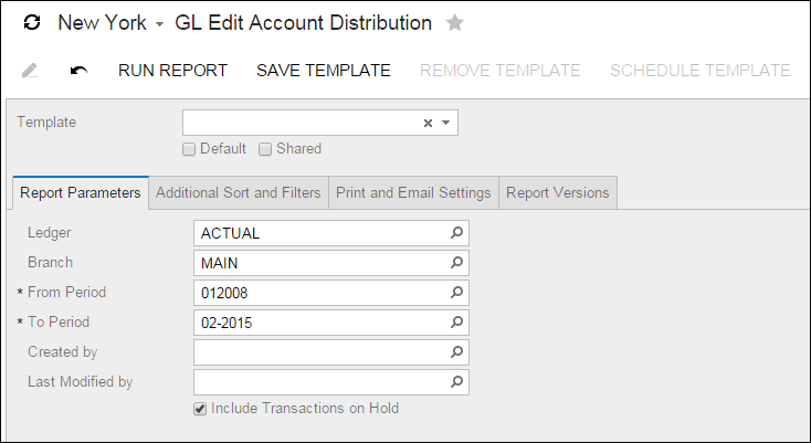 Acumatica Report Review: GL Edit Account Distribution
