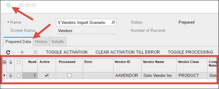 Sample Acumatica Import Scenario (Vendors)