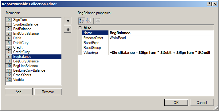 Acumatica Transactions for Period Report Variables