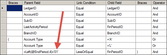 Acumatica Transactions for Period Report Joins