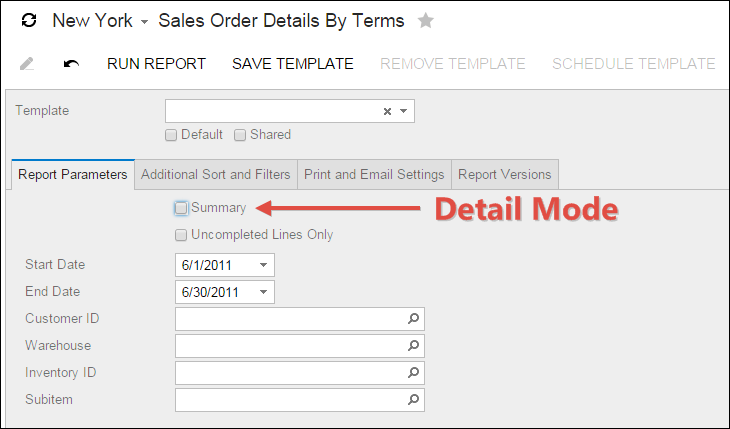 Acumatica Report Store: Sales Order Details By Terms