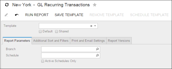 Acumatica Standard Reports: GL Recurring Transactions