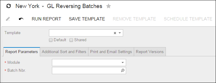 Acumatica Standard Reports: GL Reversing Batches