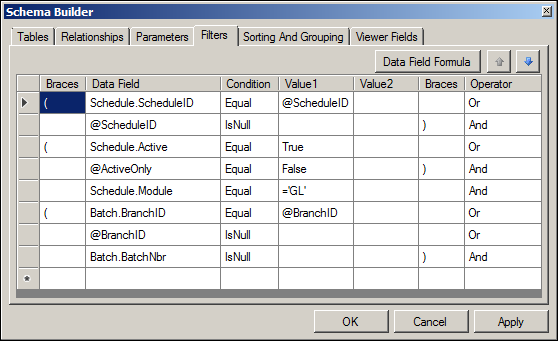 Acumatica GL Recurring Transactions Detailed Report Schema Builder