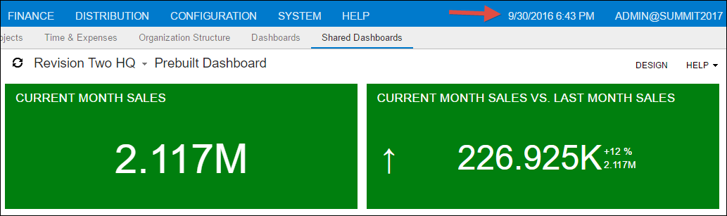 An example of a Dashboard in Acumatica 6