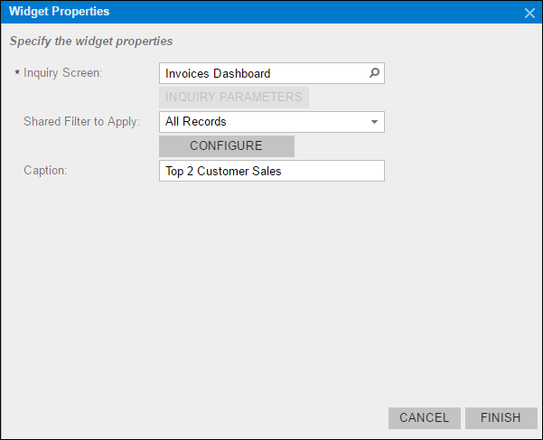 An example of a Dashboard in Acumatica 6