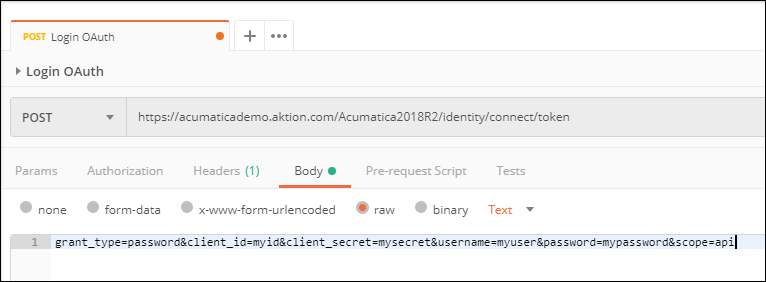 OAuth Authentication in Acumatica