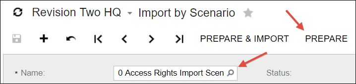 Sample Acumatica Import Scenario (Access Rights)
