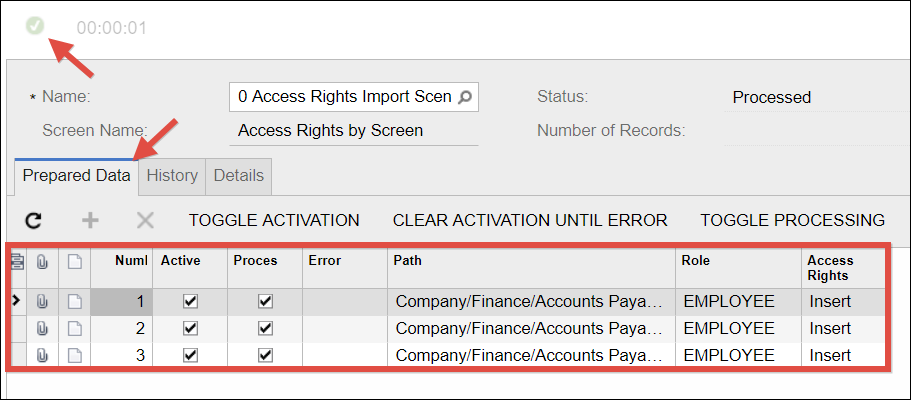 Sample Acumatica Import Scenario (Access Rights)