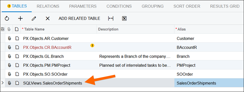 Acumatica Comma-Separated List of Shipments for a Sales Order using a Generic Inquiry and SQL View