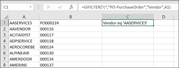 Acumatica Comma-Separated List of Purchase Orders for a Vendor using Velixo Reports