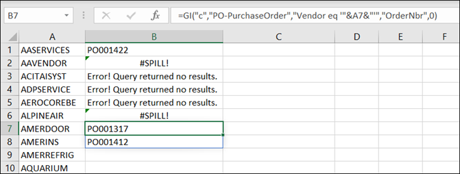 Acumatica Comma-Separated List of Purchase Orders for a Vendor using Velixo Reports