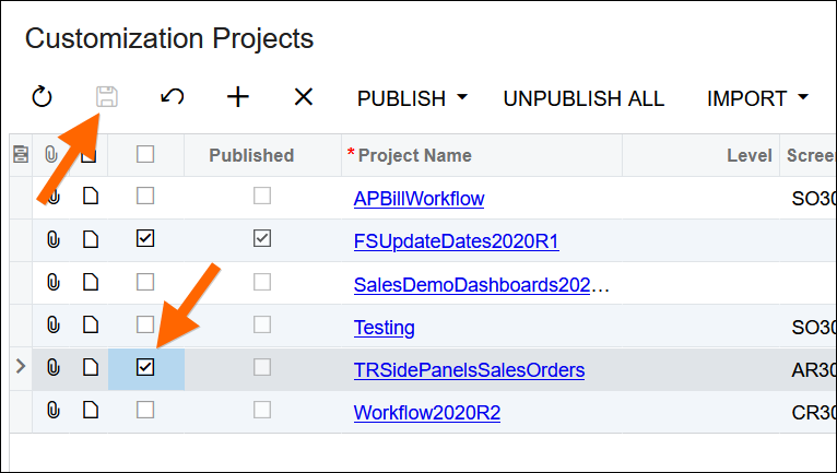 Publishing an Acumatica Customization Project